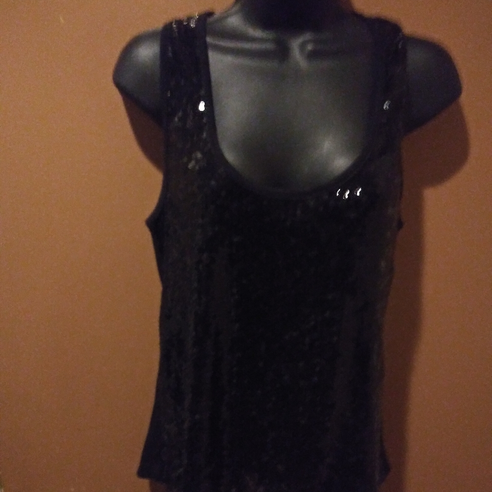 Dance Wear Black Sexy Sequence T Shirt Large